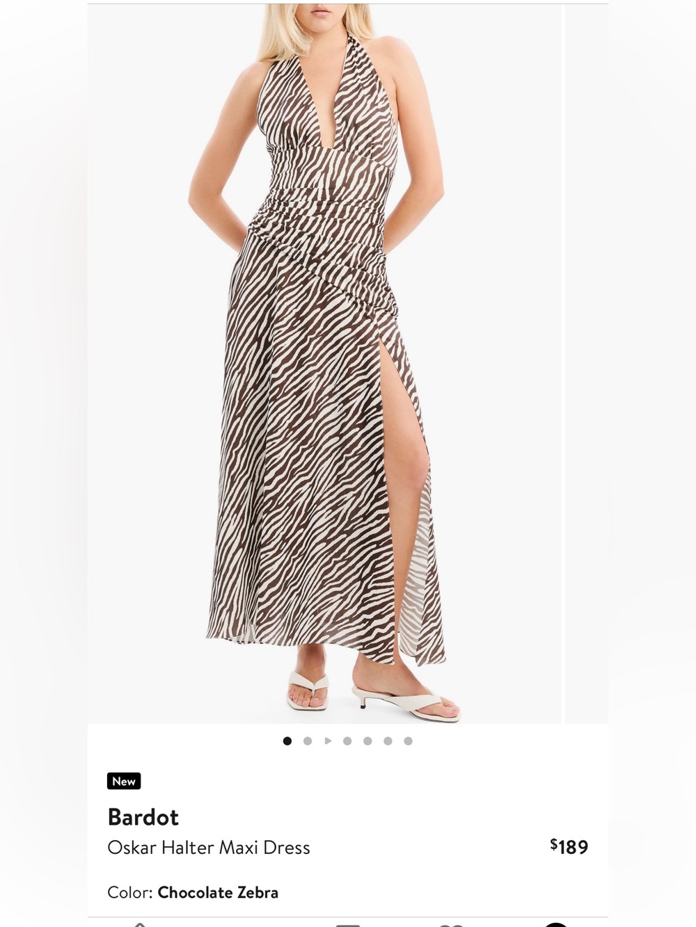 Bardot Chocolate Zebra Halter Dress